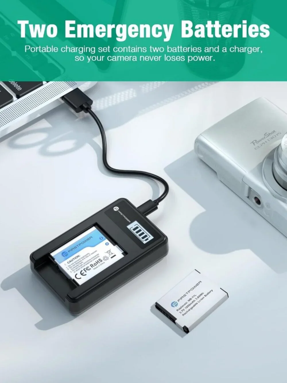 Rechargeable Battery Charger Kit for Canon PowerShot Elph 360 & More - Fast